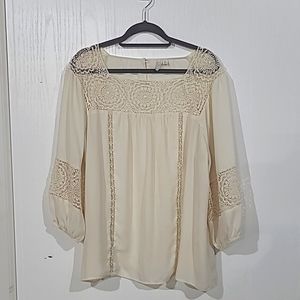 Cato Loose Crochet Detail Blouse - Size XL